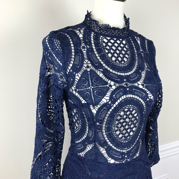 SHEIN | Navy Blue Crochet Mini Dress - Picture 1 of 7